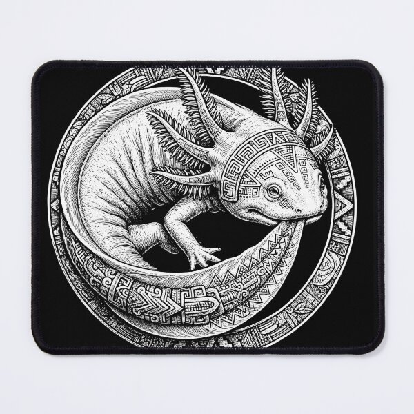 Item preview, Ouroboros Axolotl Aztec Engraving designed and sold by DesignbyKarma.