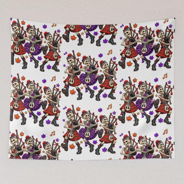 Item preview, Scottish Skeleton Bagpipers Halloween designed and sold by SMalcolmDesigns.