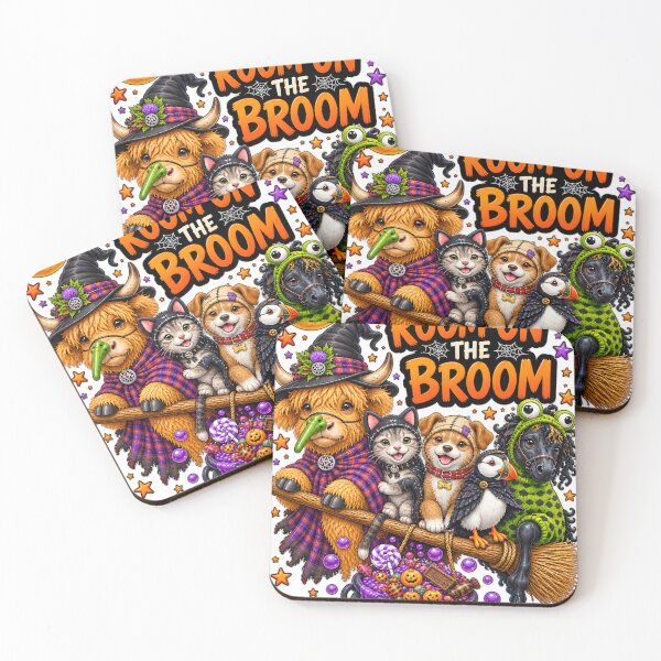 Item preview, Nae Mare Room on the Broom – Divertida vaca escocesa de las Tierras Altas para Halloween designed and sold by SMalcolmDesigns.