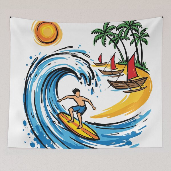 Item preview, Surfer Sri Lanka Tropical Wave Art Print designed and sold by Merch by Das Design Studio.