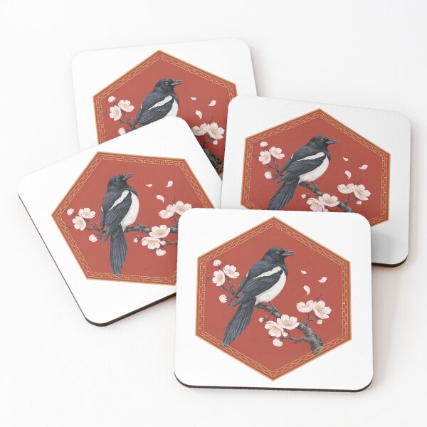 Item preview, Traditional Chinese Magpie Cherry Blossom Hexagon Art Illustration designed and sold by Shutter-Dragon.