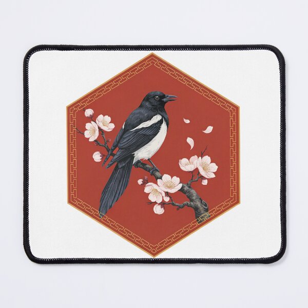 Item preview, Traditional Chinese Magpie Cherry Blossom Hexagon Art Illustration designed and sold by Shutter-Dragon.