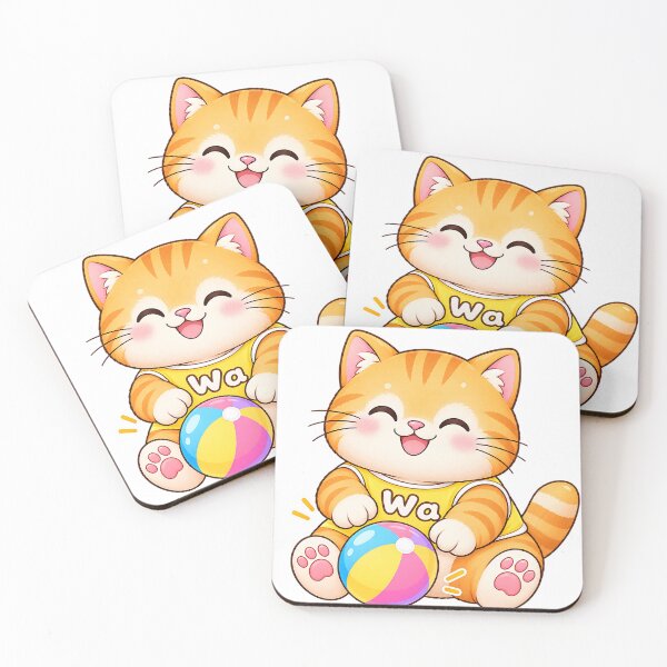 Item preview, Kawaii Orange Tabby Cat Playing with Colorful Ball designed and sold by Wawa5656.