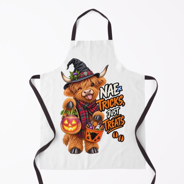 Item preview, Nae Tricks, Just Treats – Funny Scottish Highland Cow Halloween designed and sold by SMalcolmDesigns.