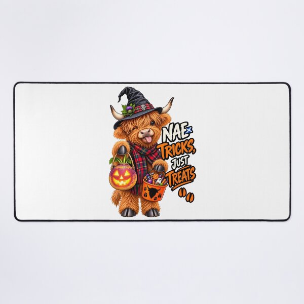 Item preview, Nae Tricks, Just Treats – Funny Scottish Highland Cow Halloween designed and sold by SMalcolmDesigns.