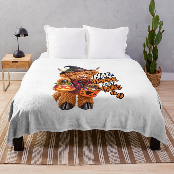 Item preview, Nae Tricks, Just Treats – Funny Scottish Highland Cow Halloween designed and sold by SMalcolmDesigns.
