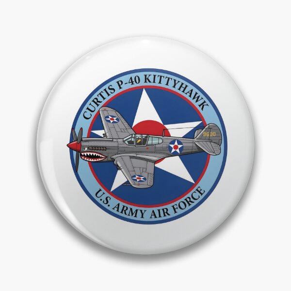 Artikelvorschau, USAAF Curtiss P-40 Kittyhawk Abzeichen für Jagdflugzeuge aus dem Zweiten Weltkrieg entworfen und verkauft von CharlieDesings.