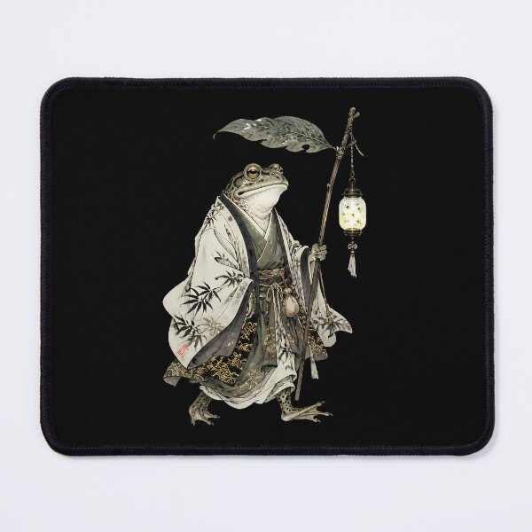 Item preview, Japanese Sumi-e Samurai Frog with Lantern designed and sold by 4Titik.