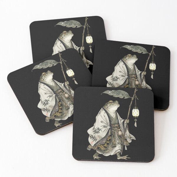 Item preview, Japanese Sumi-e Samurai Frog with Lantern designed and sold by 4Titik.