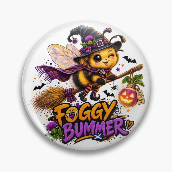 Item preview, Foggy Bummer – Funny Scottish Halloween Bee Witch | Cute Spooky Neep designed and sold by SMalcolmDesigns.