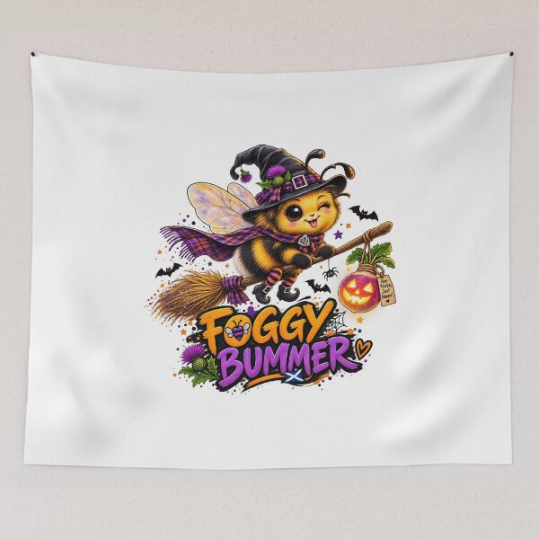 Item preview, Foggy Bummer – Funny Scottish Halloween Bee Witch | Cute Spooky Neep designed and sold by SMalcolmDesigns.