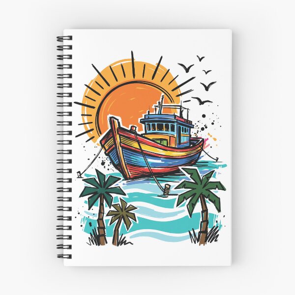 Item preview, Tropical Fishing Boat Sunrise Beach Art Print designed and sold by Merch by Das Design Studio.