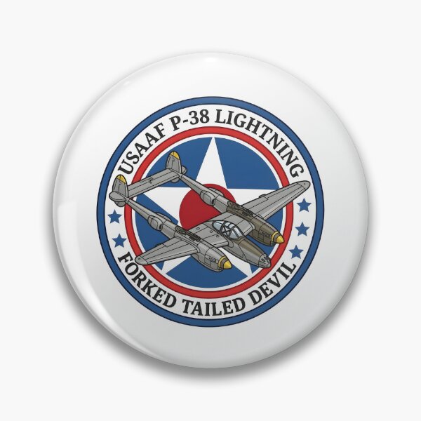 Artikelvorschau, USAAF Lockheed P-38 Lightning Forked Tailed Devil Fighter Patch Emblem entworfen und verkauft von CharlieDesings.