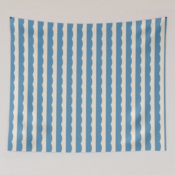 Item preview, Circus Funhouse Blue Scalloped Stripes Retro designed and sold by Love Pantone .