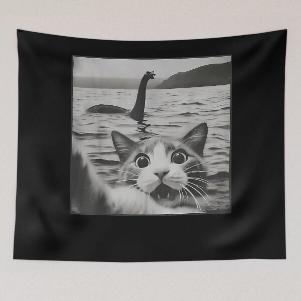 Item preview, Cat Selfie with Loch Ness Monster Funny Cats Men Women Kids designed and sold by Danieldeleon2.