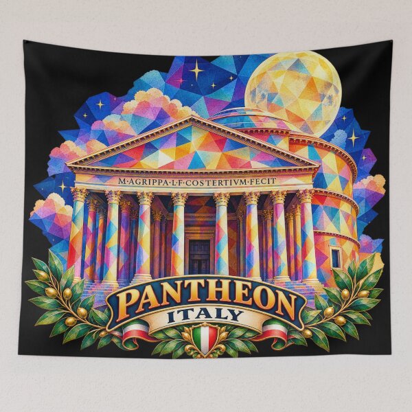 Item preview, ✅ Colorful Geometric Art of the Pantheon in Rome (Italy) | Roman Temple Design Under the European Night Sky designed and sold by Geometric Art..