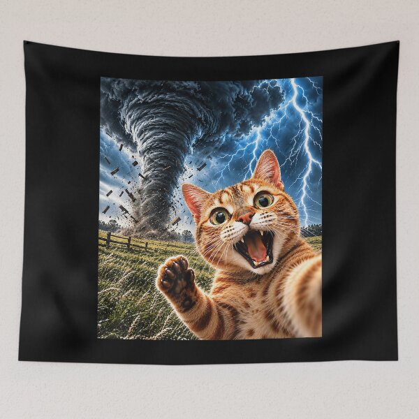 Item preview, Cat Tornado Selfie Meme Weather Meteorologist Storm Chasing designed and sold by Danieldeleon2.