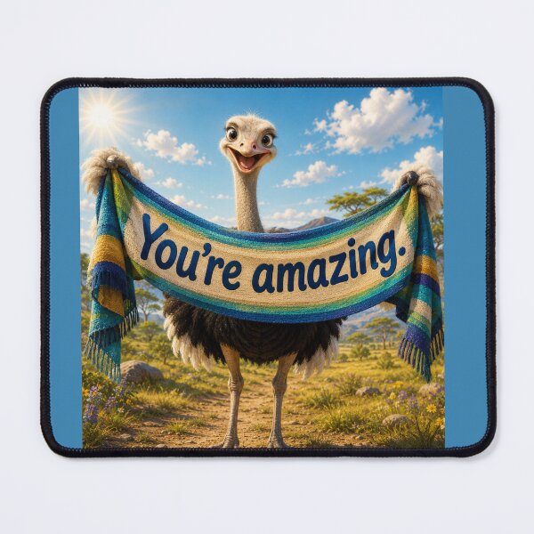Item preview, You're Amazing Ostrich | Cute Inspirational Ostrich Cartoon | Positive Animal Art designed and sold by AnimalMarvels.