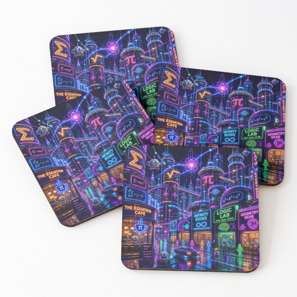 Item preview, Cyberpunk Math City2; Futuristic Neon STEM Metropolis designed and sold by soin10s-designs.