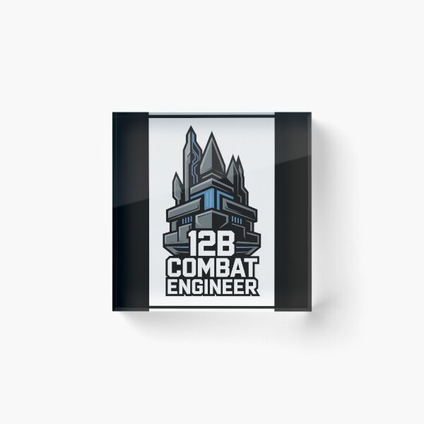 Item preview, 12B Combat Engineer — Futuristic Fortress Tower Emblem U.S. Army MOS Military Engineering Graphic designed and sold by GFamilyC.