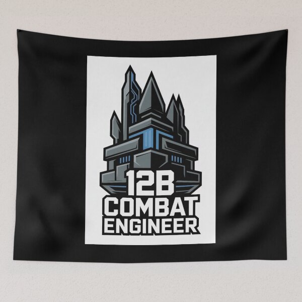 Item preview, 12B Combat Engineer — Futuristic Fortress Tower Emblem U.S. Army MOS Military Engineering Graphic designed and sold by GFamilyC.