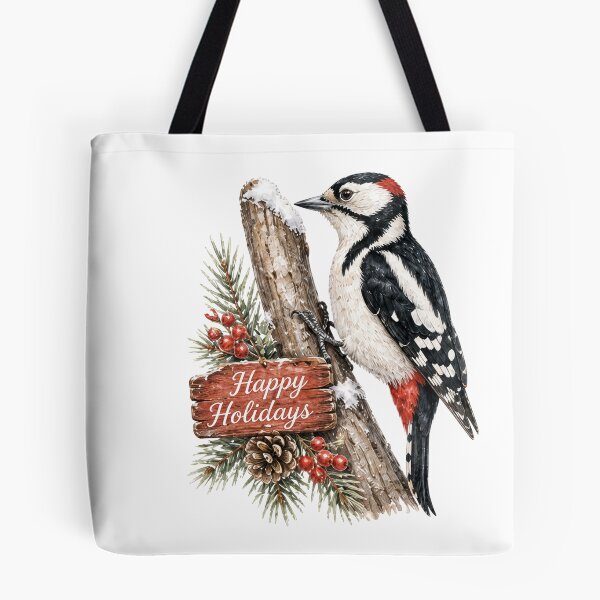 Item preview, Christmas Woodpecker Bird with Holly and Festive Wishes designed and sold by JessArty ⭐⭐⭐⭐⭐.