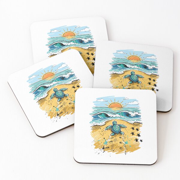 Item preview, Baby Sea Turtle Beach Morning Ocean Art Print designed and sold by Merch by Das Design Studio.
