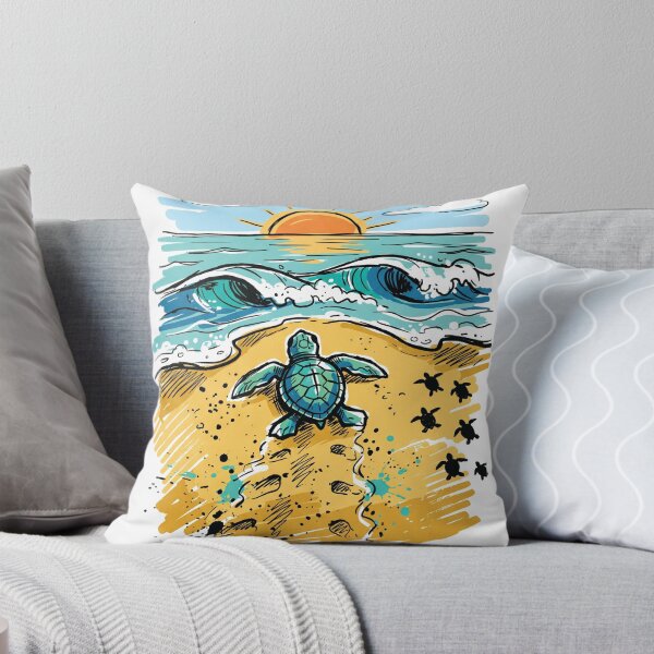 Item preview, Baby Sea Turtle Beach Morning Ocean Art Print designed and sold by Merch by Das Design Studio.