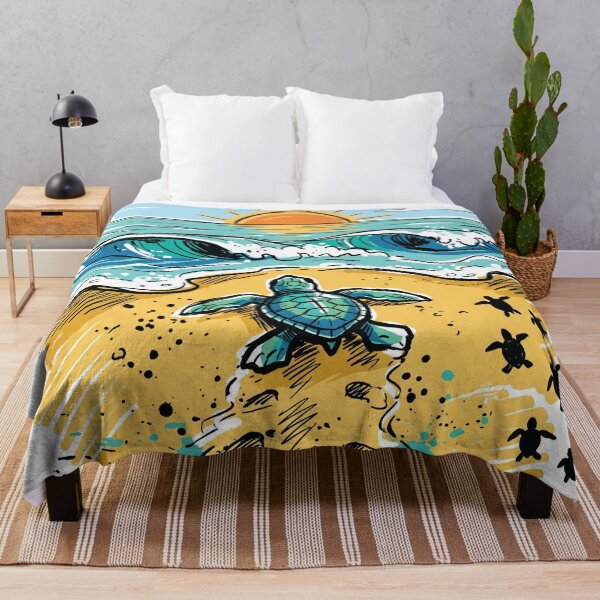 Item preview, Baby Sea Turtle Beach Morning Ocean Art Print designed and sold by Merch by Das Design Studio.