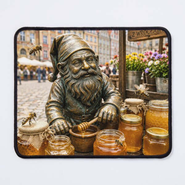 Item preview, Gnome Selling Honey Art Print – Honey Lover Gift, Poland Travel Decor designed and sold by Purrfecta.