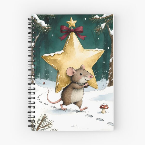 Item preview, Cute Mouse Carrying Golden Christmas Star Winter Forest designed and sold by Connys Colorful World.
