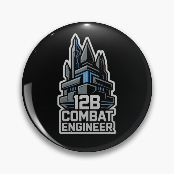 Item preview, 12B Combat Engineer — Futuristic Fortress Tower Emblem U.S. Army MOS Military Engineering Graphic White Outline designed and sold by GFamilyC.