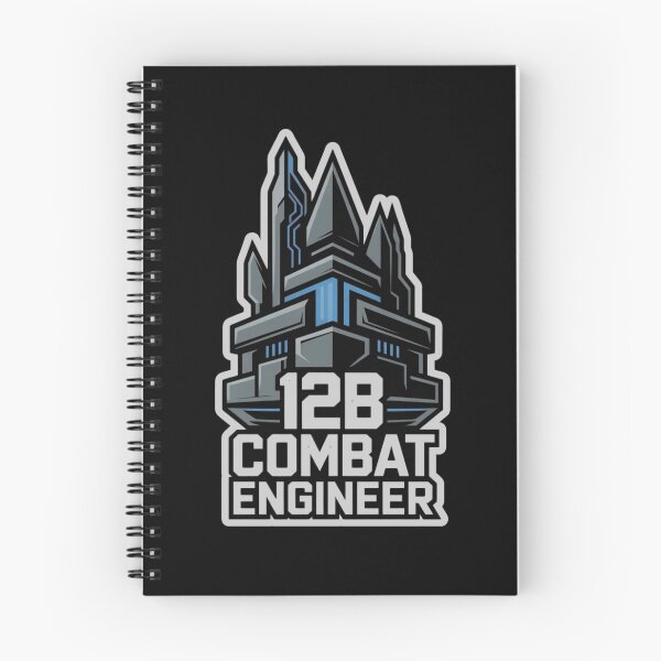 Item preview, 12B Combat Engineer — Futuristic Fortress Tower Emblem U.S. Army MOS Military Engineering Graphic White Outline designed and sold by GFamilyC.