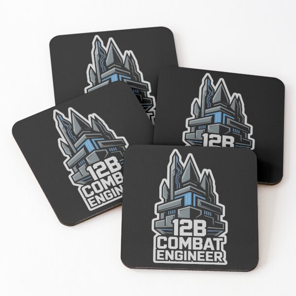 Item preview, 12B Combat Engineer — Futuristic Fortress Tower Emblem U.S. Army MOS Military Engineering Graphic White Outline designed and sold by GFamilyC.