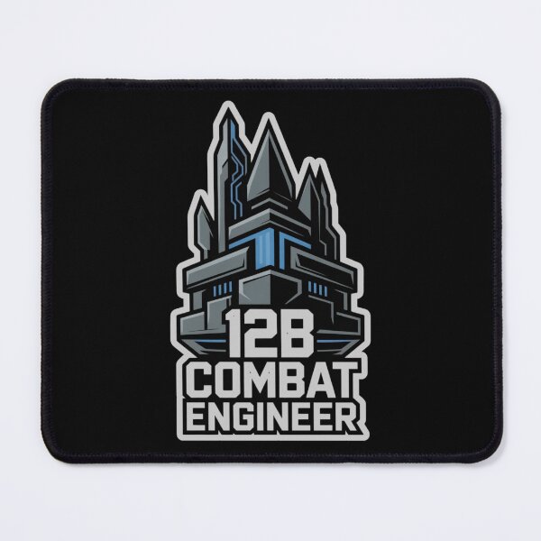 Item preview, 12B Combat Engineer — Futuristic Fortress Tower Emblem U.S. Army MOS Military Engineering Graphic White Outline designed and sold by GFamilyC.