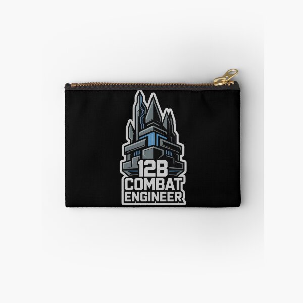 Item preview, 12B Combat Engineer — Futuristic Fortress Tower Emblem U.S. Army MOS Military Engineering Graphic White Outline designed and sold by GFamilyC.