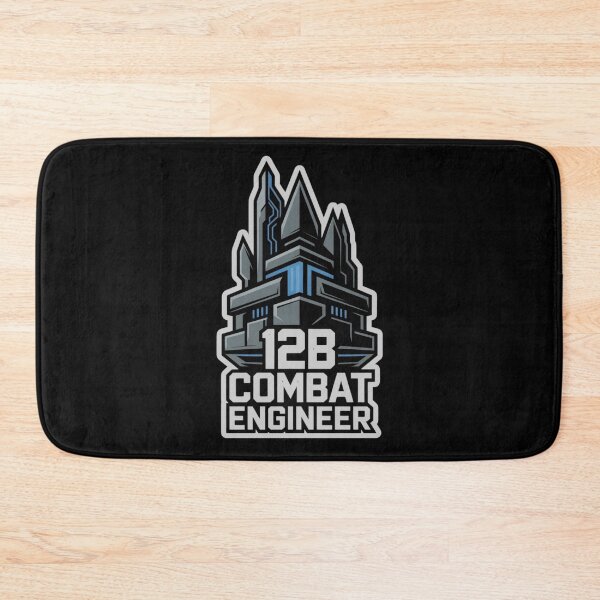 Item preview, 12B Combat Engineer — Futuristic Fortress Tower Emblem U.S. Army MOS Military Engineering Graphic White Outline designed and sold by GFamilyC.