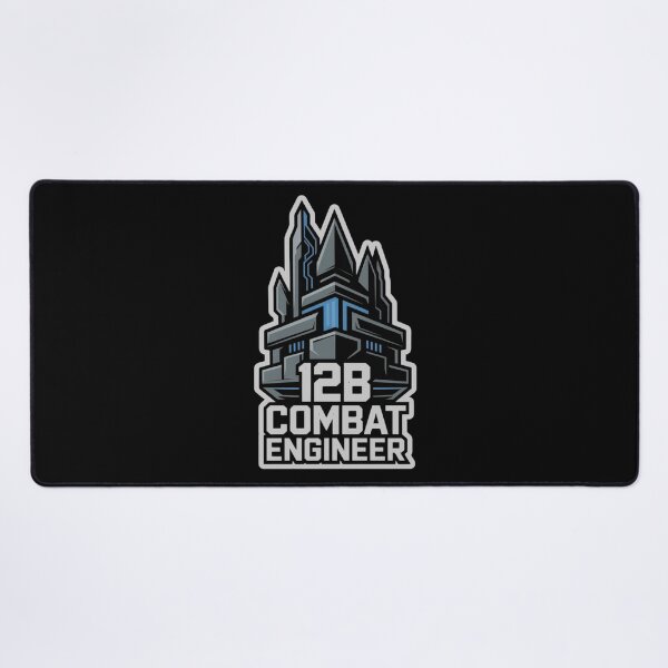 Item preview, 12B Combat Engineer — Futuristic Fortress Tower Emblem U.S. Army MOS Military Engineering Graphic White Outline designed and sold by GFamilyC.