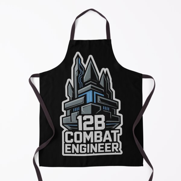 Item preview, 12B Combat Engineer — Futuristic Fortress Tower Emblem U.S. Army MOS Military Engineering Graphic White Outline designed and sold by GFamilyC.
