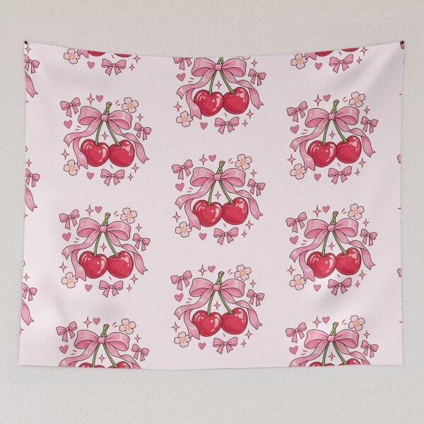 Item preview, Cute Cherry Bow Coquette Aesthetic Pink Cherries designed and sold by LunaVales.