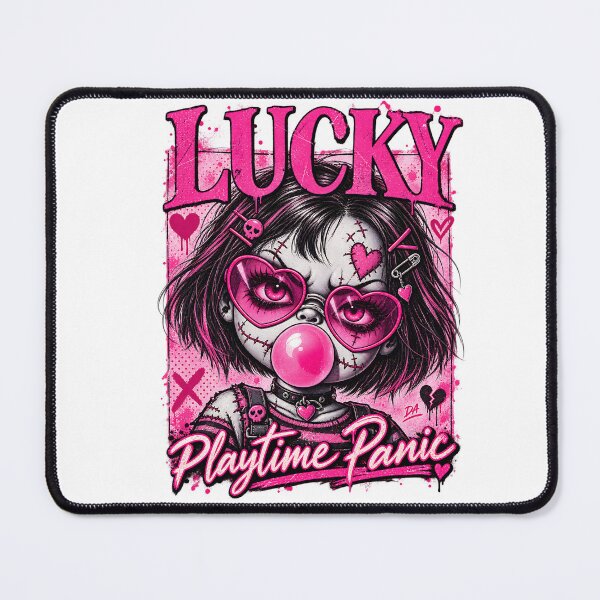 Item preview, Lucky Playtime Panic Creepy Doll Pink Heart Sunglasses Art designed and sold by DesignArtist.ia.