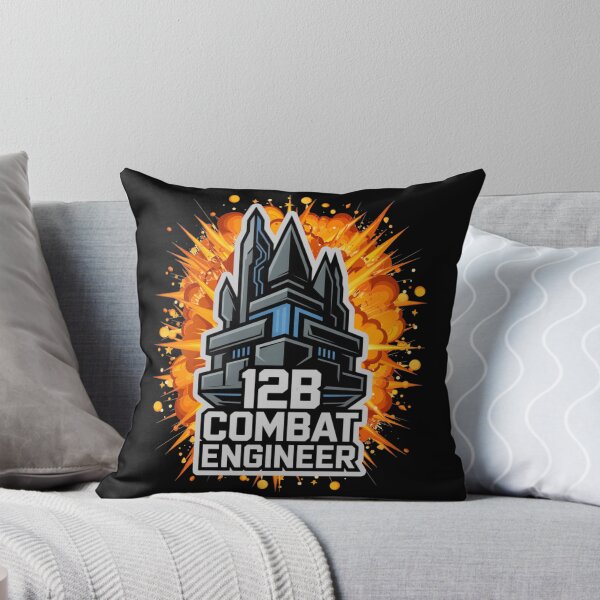 Item preview, 12B Combat Engineer — Futuristic Fortress Tower Emblem U.S. Army MOS Military Engineering Graphic White Outline Explosion designed and sold by GFamilyC.