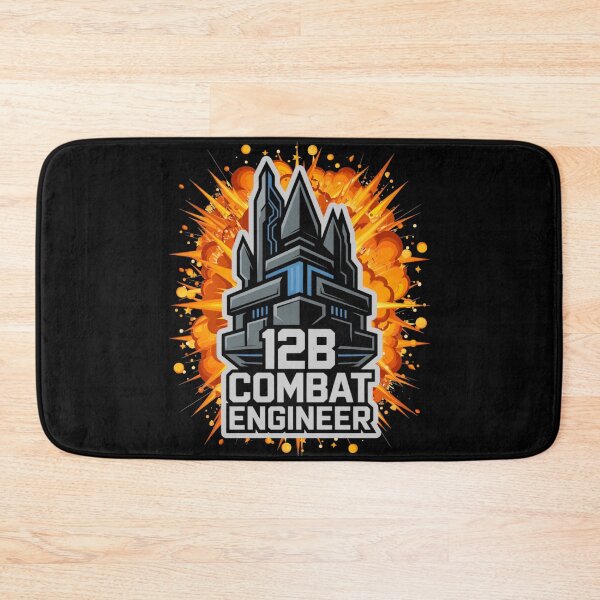 Item preview, 12B Combat Engineer — Futuristic Fortress Tower Emblem U.S. Army MOS Military Engineering Graphic White Outline Explosion designed and sold by GFamilyC.