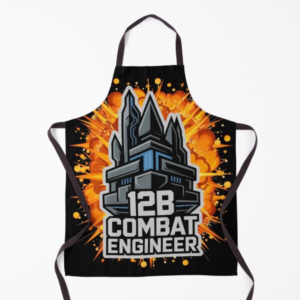 Item preview, 12B Combat Engineer — Futuristic Fortress Tower Emblem U.S. Army MOS Military Engineering Graphic White Outline Explosion designed and sold by GFamilyC.