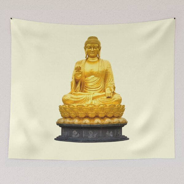 Item preview, Golden Buddha Statue on Lotus - Zen Meditation Spiritual Decor designed and sold by ShabanMerch⭐⭐⭐.