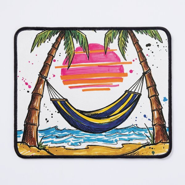 Item preview, Hammock Palm Trees Framed Sunset Beach Art designed and sold by Merch by Das Design Studio.