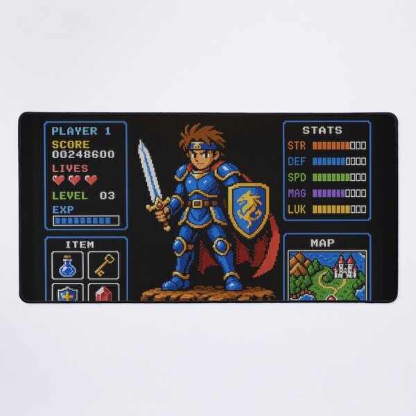 Item preview, Dragon Knight - Retro Pixel Art RPG Fantasy Warrior designed and sold by RetroWaveDesign.