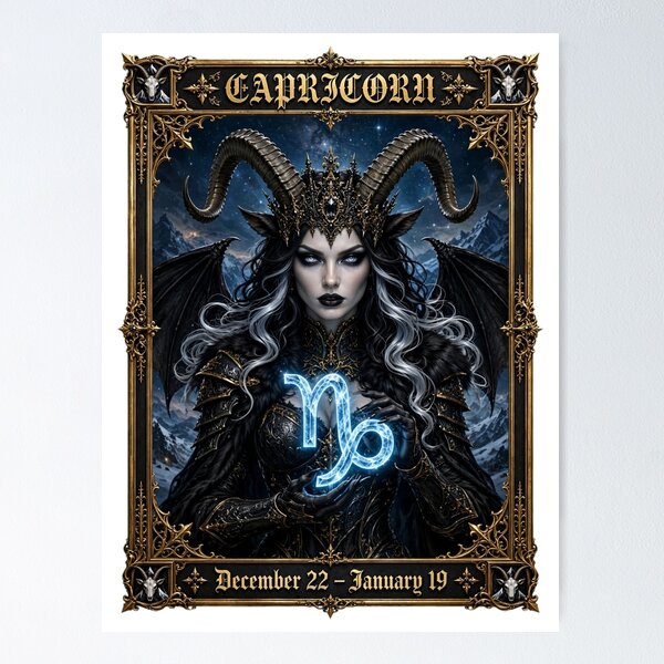 Item preview,  Gothic Capricorn Demon Queen - Mountain Goat Zodiac | Dec 22 - Jan 19 designed and sold by Csaba1983.