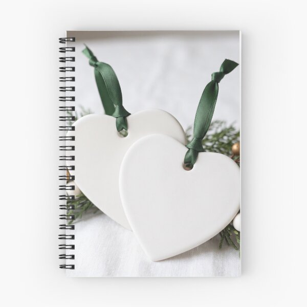 Item preview, Minimalist White Heart Ceramic Ornaments with Green Ribbon designed and sold by Emily Waters.