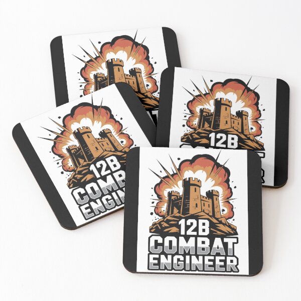 Item preview, 12B Combat Engineer — Exploding Castle Emblem on Rocky Base U.S. Army MOS Military Engineering Graphic designed and sold by GFamilyC.